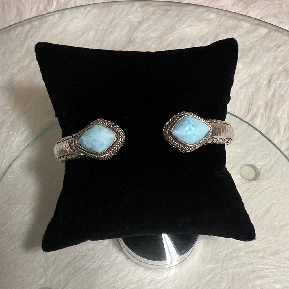 Luxury Artisan of Bali Larimar Bracelet, Crafted in Solid Sterling Silver